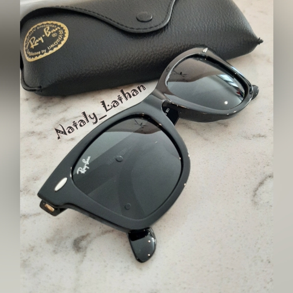 Ray-Ban Black Frame Black Lens Wayfarer Sunglasses Large 54 - Picture 4 of 14